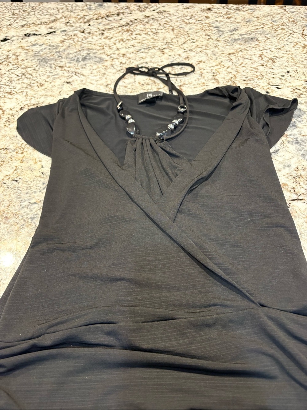 Black Y2K Halter Top with Bead Accent - Picture 10 of 10